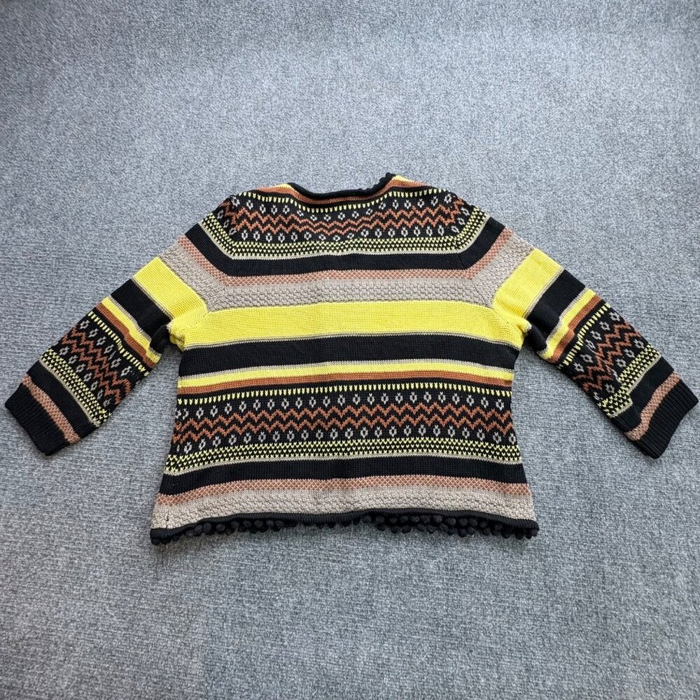 Together Cardigan Womens 16 Boho Tribal Pom Trim Open Festival Global Earthy - Picture 5 of 11